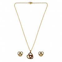 Urthn Anti Tarnish Chain Necklace with Heart Pendant & Matching Earrings for Women(Pack Of 6)