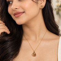 Urthn Anti Tarnish Chain Necklace with Heart Pendant & Matching Earrings for Women(Pack Of 6)