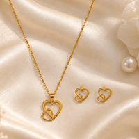 Urthn Anti Tarnish Chain Necklace with Heart Pendant & Matching Earrings for Women(Pack Of 6)