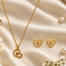 Urthn Minimal Anti Tarnish Heart Pendant Chain Necklace & Earrings Set for Women