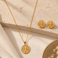 Urthn Minimal Anti Tarnish Butterfly Pendant Chain Necklace & Earrings Set for Women