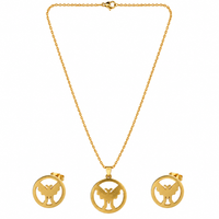 Urthn Minimal Anti Tarnish Butterfly Pendant Chain Necklace & Earrings Set for Women(Pack Of 6)