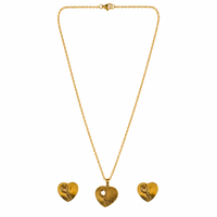 Urthn Beautiful Anti Tarnish Heart and Key Pendant Necklace with Matching Earrings for  Party Wear(Pack Of 6)