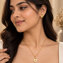 Urthn Beautiful Anti Tarnish Heart Lock Pendant Necklace with Matching Earrings for  Party Wear(Pack Of 6)