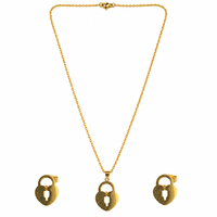 Urthn Beautiful Anti Tarnish Heart Lock Pendant Necklace with Matching Earrings for  Party Wear(Pack Of 6)