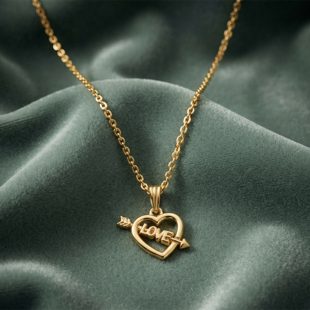 Urthn Dazzling Austrian Stone Gold Plated Heart Chain Pendant for Women