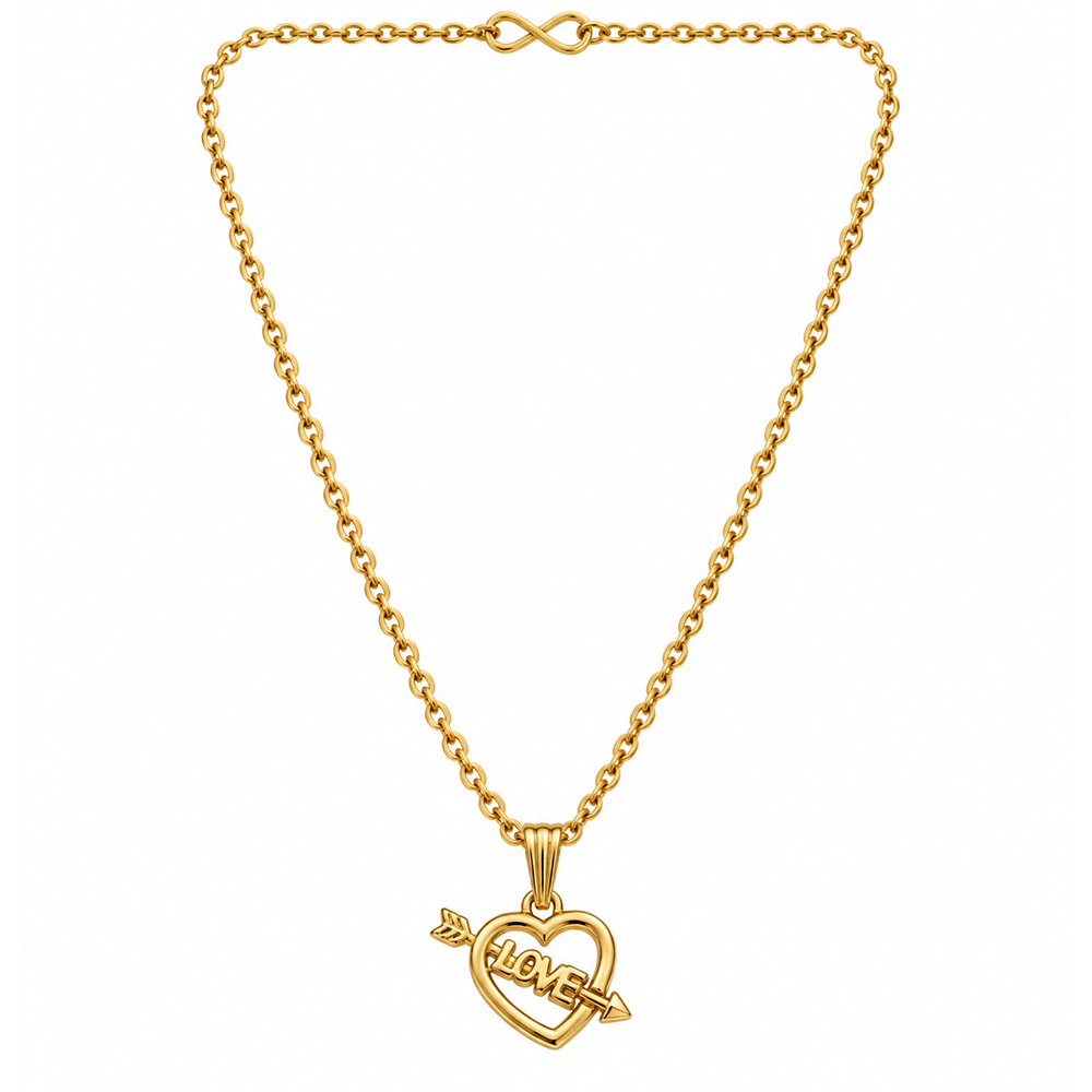 Urthn Dazzling Austrian Stone Gold Plated Heart Chain Pendant for Women(Pack Of 12)