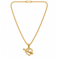 Urthn Dazzling Austrian Stone Gold Plated Heart Chain Pendant for Women(Pack Of 12)