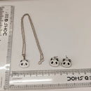 Urthn Glamorous Silver Plated Panda Shape Pendant with Matching Earrings Jewellery for Women(Pack Of 12)