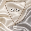Urthn Glamorous Silver Plated Panda Shape Pendant with Matching Earrings Jewellery for Women(Pack Of 12)