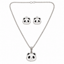 Urthn Glamorous Silver Plated Panda Shape Pendant with Matching Earrings Jewellery for Women(Pack Of 12)