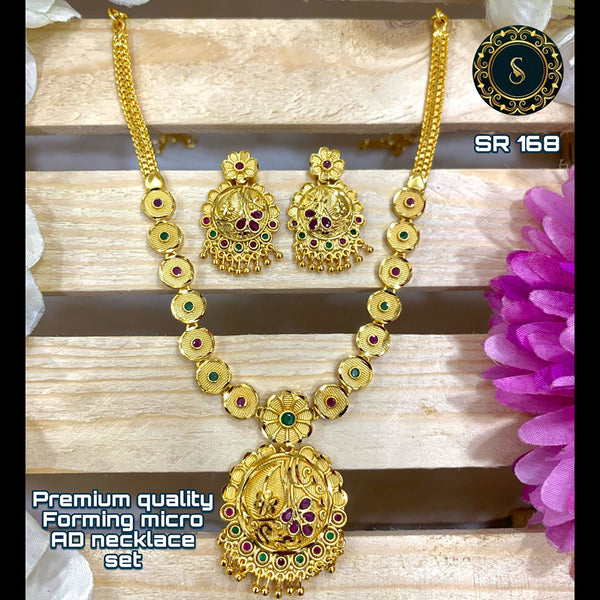 Siara Collections Forming Gold Pota Stone Necklace Set