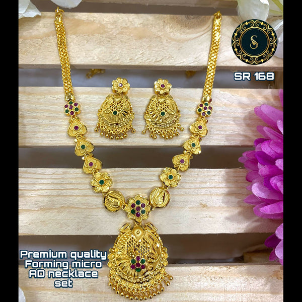 Siara Collections Forming Gold Pota Stone Necklace Set