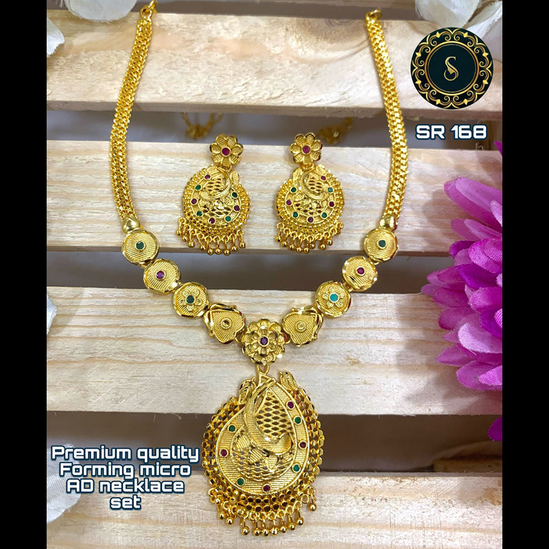 Siara Collections Forming Gold Pota Stone Necklace Set