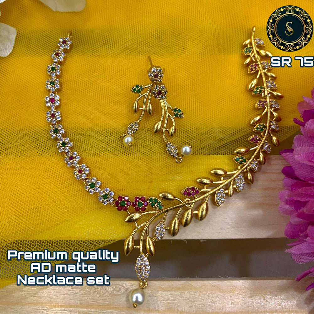 Siara Collections Gold Plated Ad Stone Necklace Set