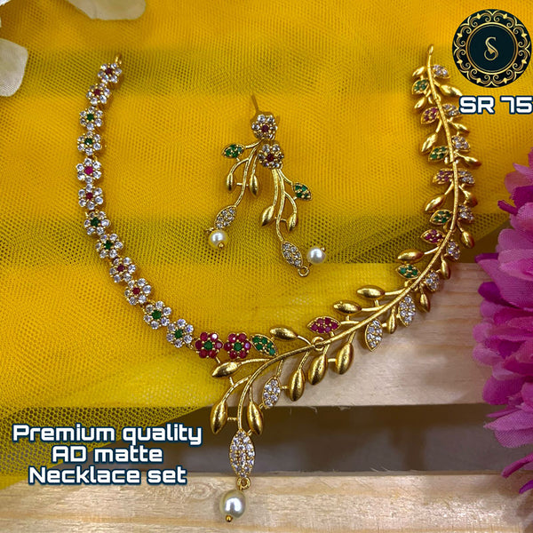Siara Collections Gold Plated Ad Stone Necklace Set
