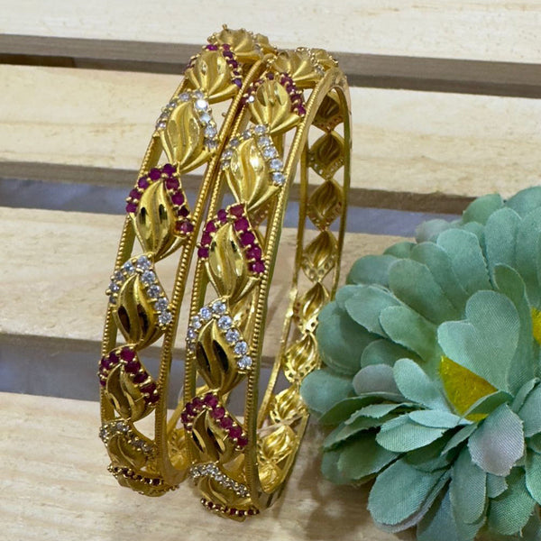 Siara Collections Forming Gold Austrian Stone Bangles Set