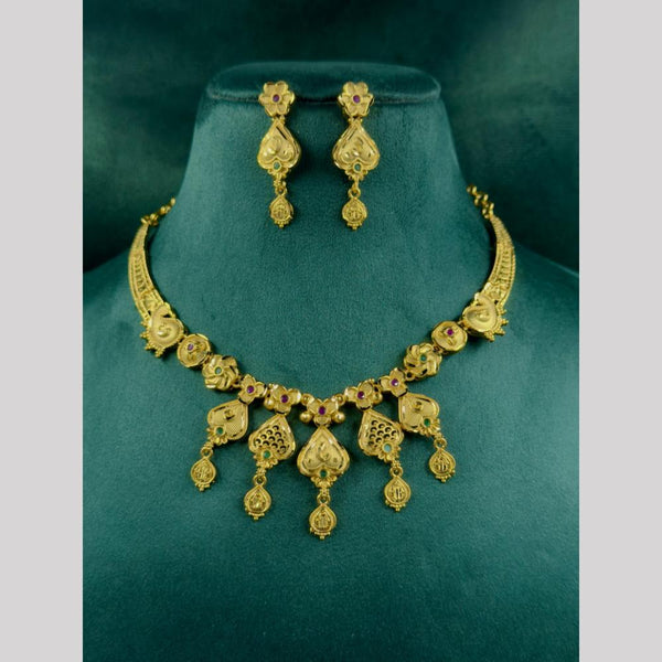 Siara Collections Gold Plated Pota Stone Necklace Set