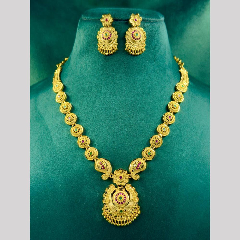 Siara Collections Gold Plated Pota Stone Necklace Set