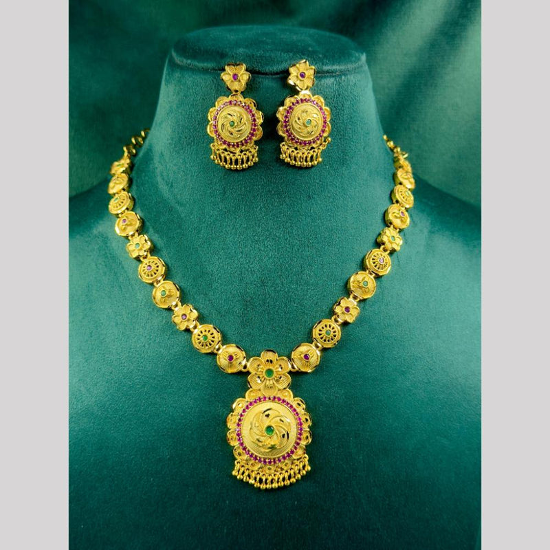 Siara Collections Gold Plated Pota Stone Necklace Set