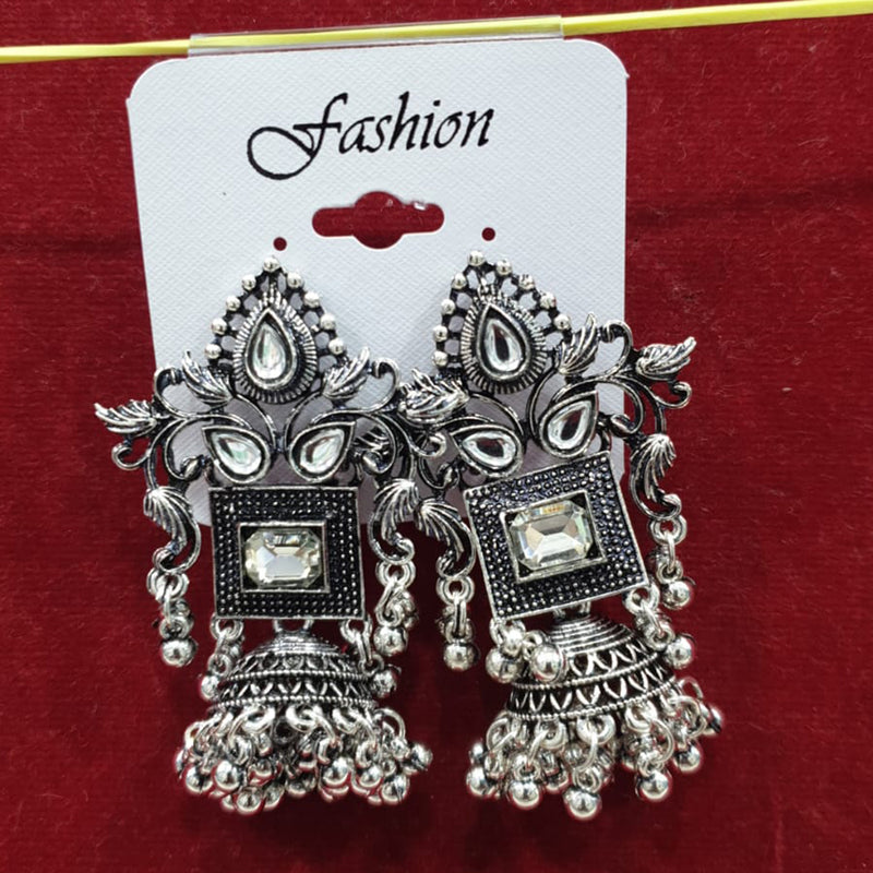 Sofine Oxidised Plated Jhumki Earrings