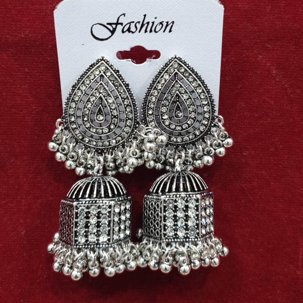 Sofine Oxidised Plated Jhumki Earrings