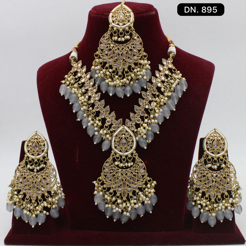 JCM Jewellery Gold Plated Crystal Stone Necklace Set