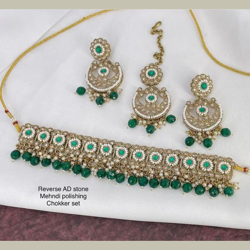 JCM Jewellery Gold Plated Kundan Stone Choker Necklace Set