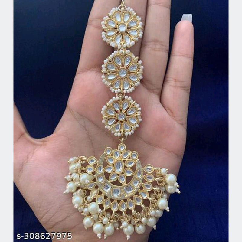 JCM Jewellery Gold Plated Crystal Stone Maangtika