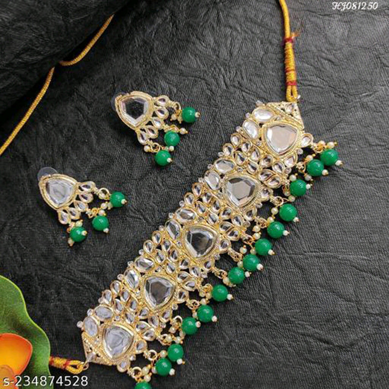 JCM Jewellery Gold Plated Kundan Stone Necklace Set