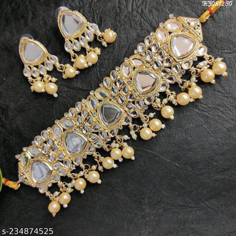 JCM Jewellery Gold Plated Kundan Stone Necklace Set