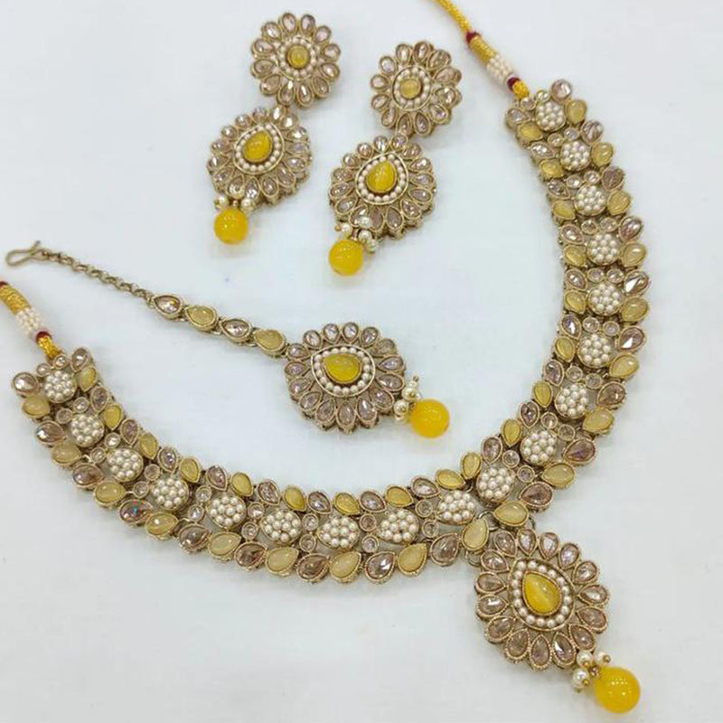 JCM Jewellery Gold Plated Crystal Stone Necklace Set