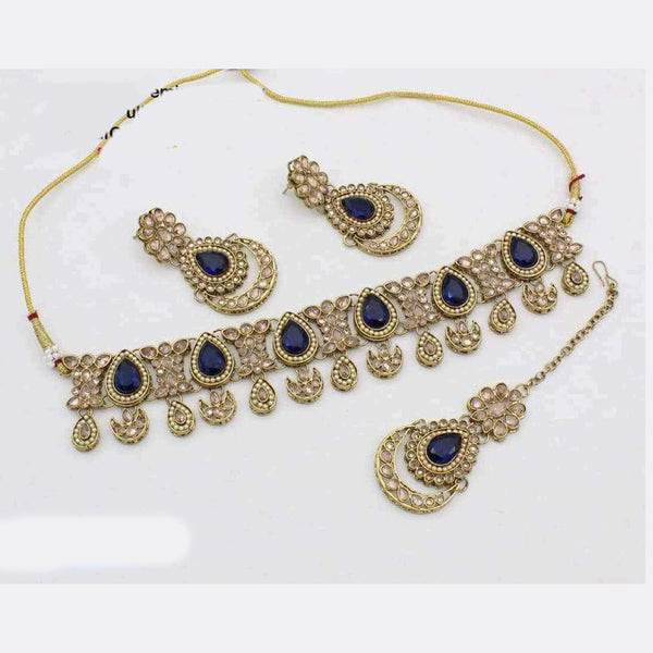 JCM Jewellery Gold Plated Crystal Stone Choker Necklace Set