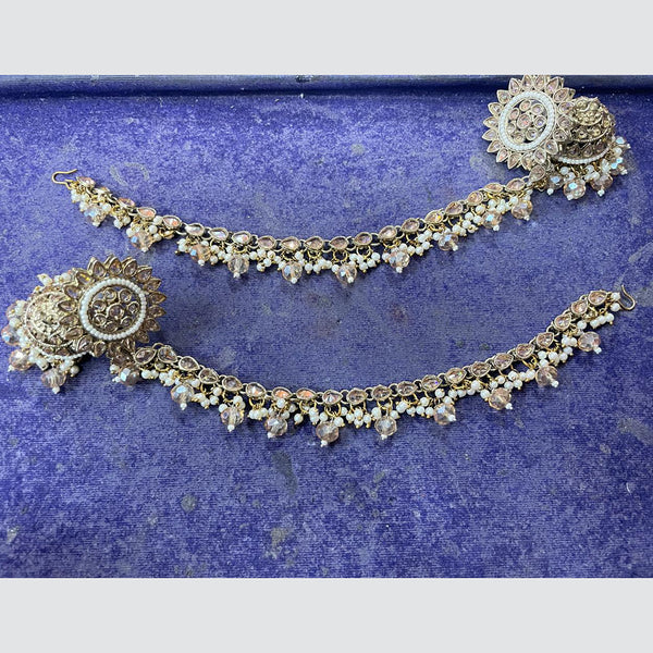 JCM Jewellery Gold plated Crystal Stone Kanchain Jhumki Earrings