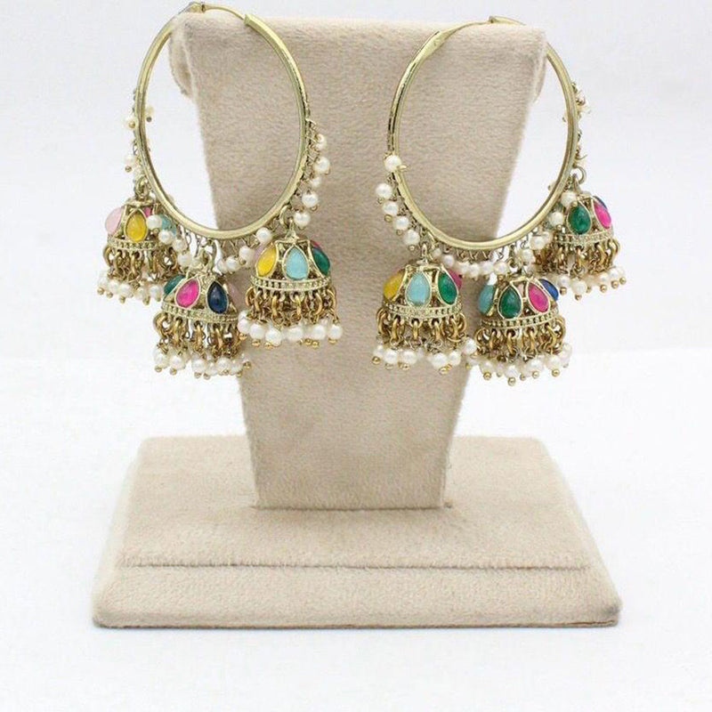 Jcm Jewellery Gold Plated Kundan Jhumki Earrings