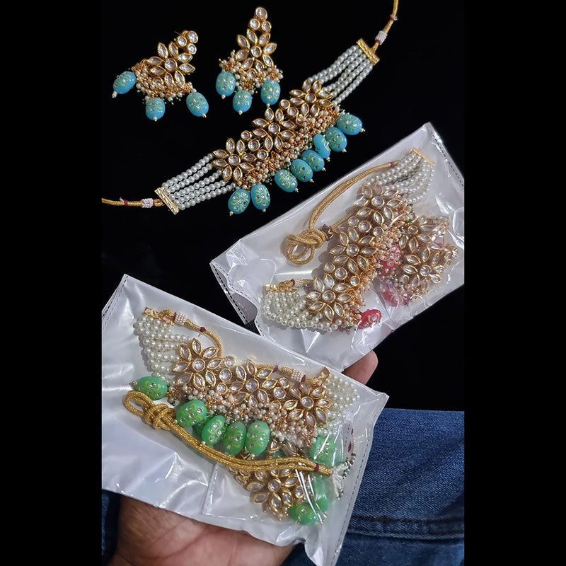 Jcm Jewellery Gold Plated Kundan And Pearl Choker Necklace Set