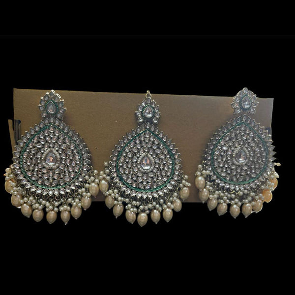 JCM Jewellery Gold Plated Kundan Stone Earrings With Mangtikka
