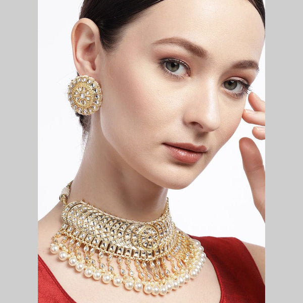 Jcm Jewellery Gold Plated Kundan Stone Choker Necklace Set