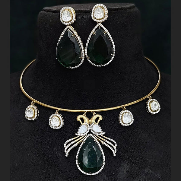Jcm Jewellery Gold Plated Polki Kundan Stone Choker Necklace Set