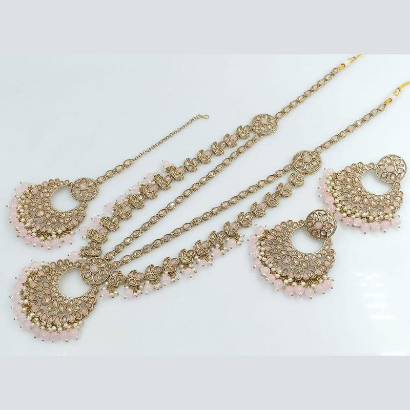 Jcm Jewellery Gold Plated Crystal Stone And Pearls Long Necklace Set