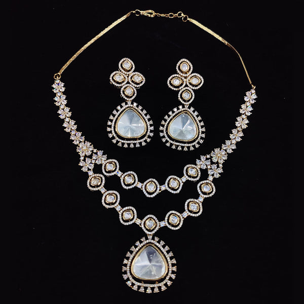 JCM Jewellery Gold Plated Polki Kundan Stone Necklace Set