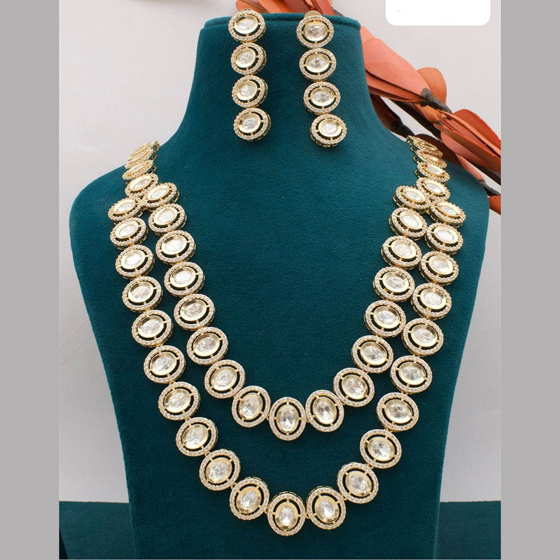 JCM Jewellery Gold Plated Polki Kundan Stone Necklace Set