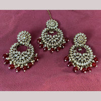 JCM Jewellery Gold Plated Kundan Stone And Pearls Dangler With Maangtikka