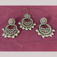 JCM Jewellery Gold Plated Kundan Stone And Pearls Dangler With Maangtikka