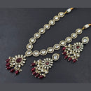 JCM Jewellery Gold Plated Polki Kundan Stone And Pearls Beads Long Necklace Set