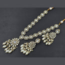 JCM Jewellery Gold Plated Polki Kundan Stone And Pearls Beads Long Necklace Set