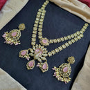 JCM Jewellery Gold Plated Polki Kundan Stone And Pearls Beads Long Necklace Set