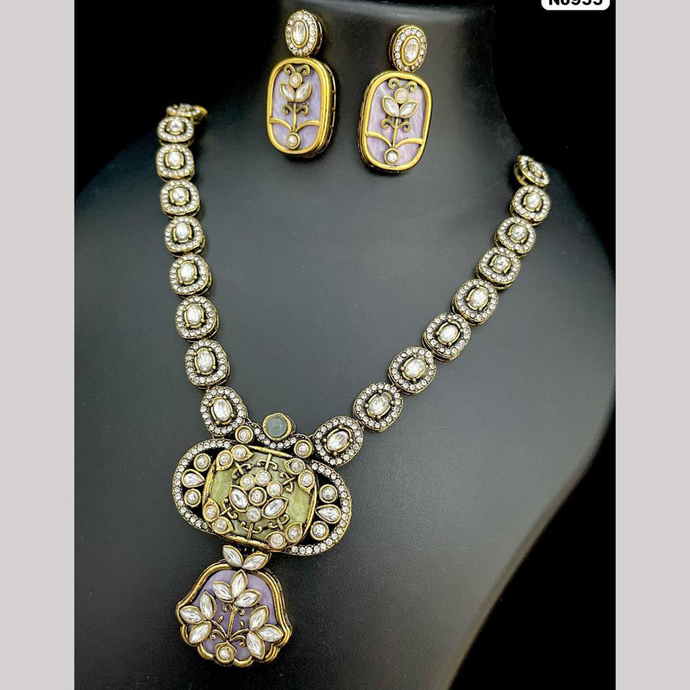 JCM Jewellery Gold Plated Polki Kundan Stone Necklace Set