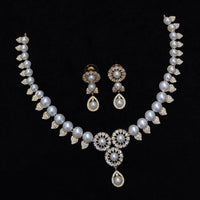 JCM Jewellery Gold Plated Crystal Stone And Beads Necklace Set