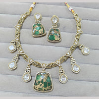 JCM Jewellery Gold Plated Druzy Crystal Stone Necklace Set